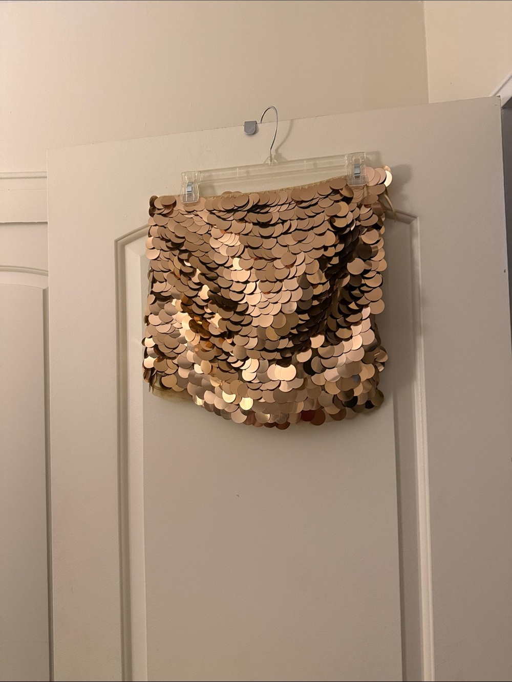 Anthropologie Rose Gold Sequin Mini Skirt